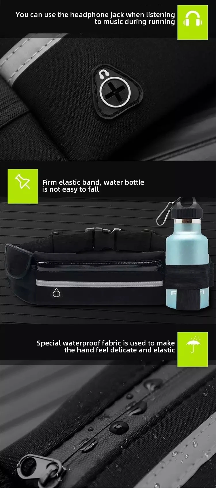 Outdoor Neoprene Elastic Cycling Phone Pouch Sport Fanny Pack Men Women Running Belt Waist Bag With Water Bottle Holder