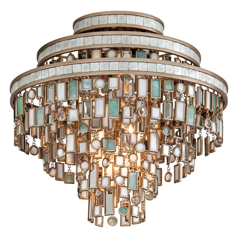 Tiffany Fixtures Chandelier Ceiling Luxury Metal Nordic Lighting Nature Sea Shell Chandelier For Living Room