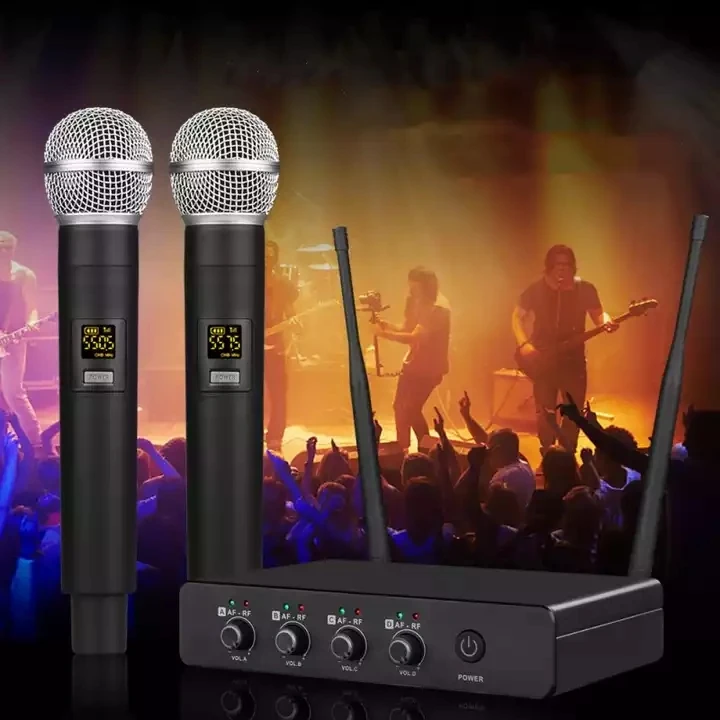 New AW06 Professional UHF Wireless Microphones Set Hand Wireless Microphone with Speaker Auto Tune Wireless Microphone