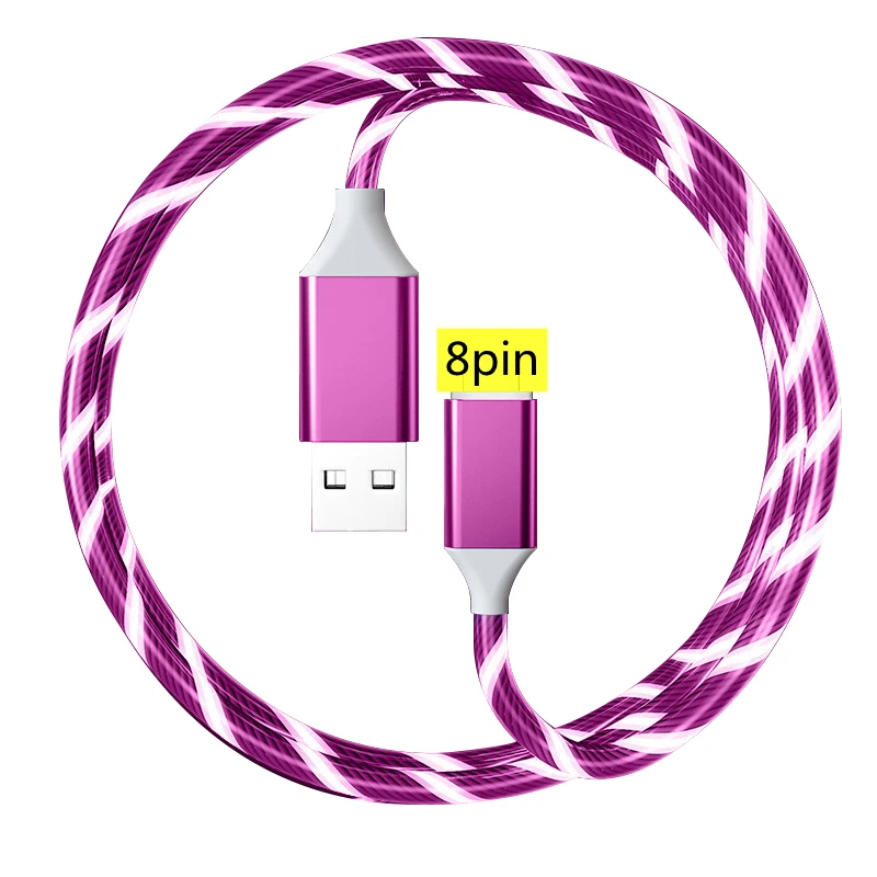 Быстрая зарядка стример Usb кабель со светодиодной подсветкой с подсветкой Видимый поток светящиеся Быстрая зарядка через Usb кабель для передачи данных зарядное устройство для телефона