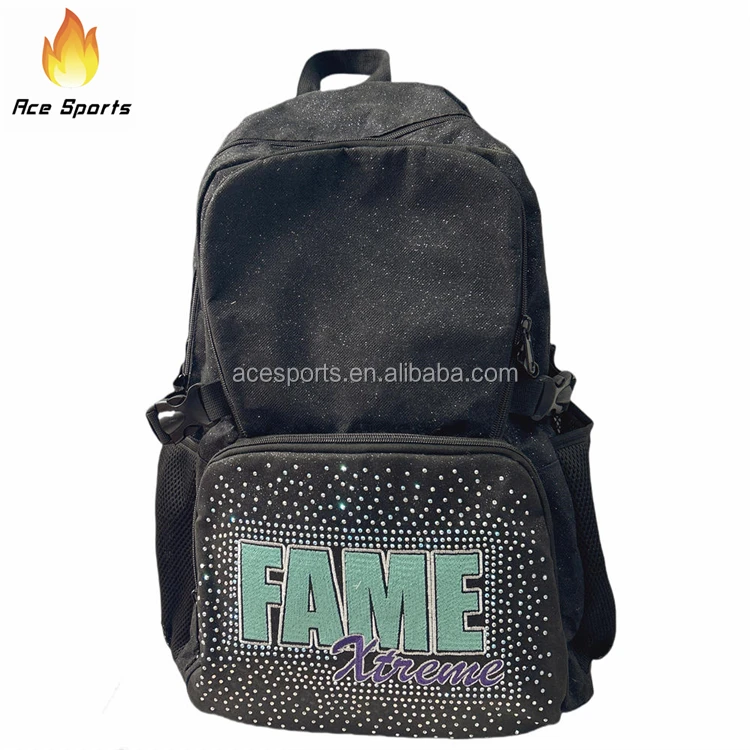 Ace Sports Glitter backpack custom fashion travel backpack for cheerleading girl team cheer glitter backpacks with rhinestones