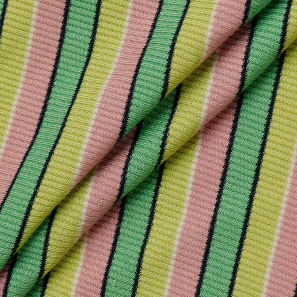
Good Stretch Viscose Spandex Striped Yarn Dye Mens Rib Knit 2x2 Ribbed Knit Stretch Fabric Viscose Rib Fabric 