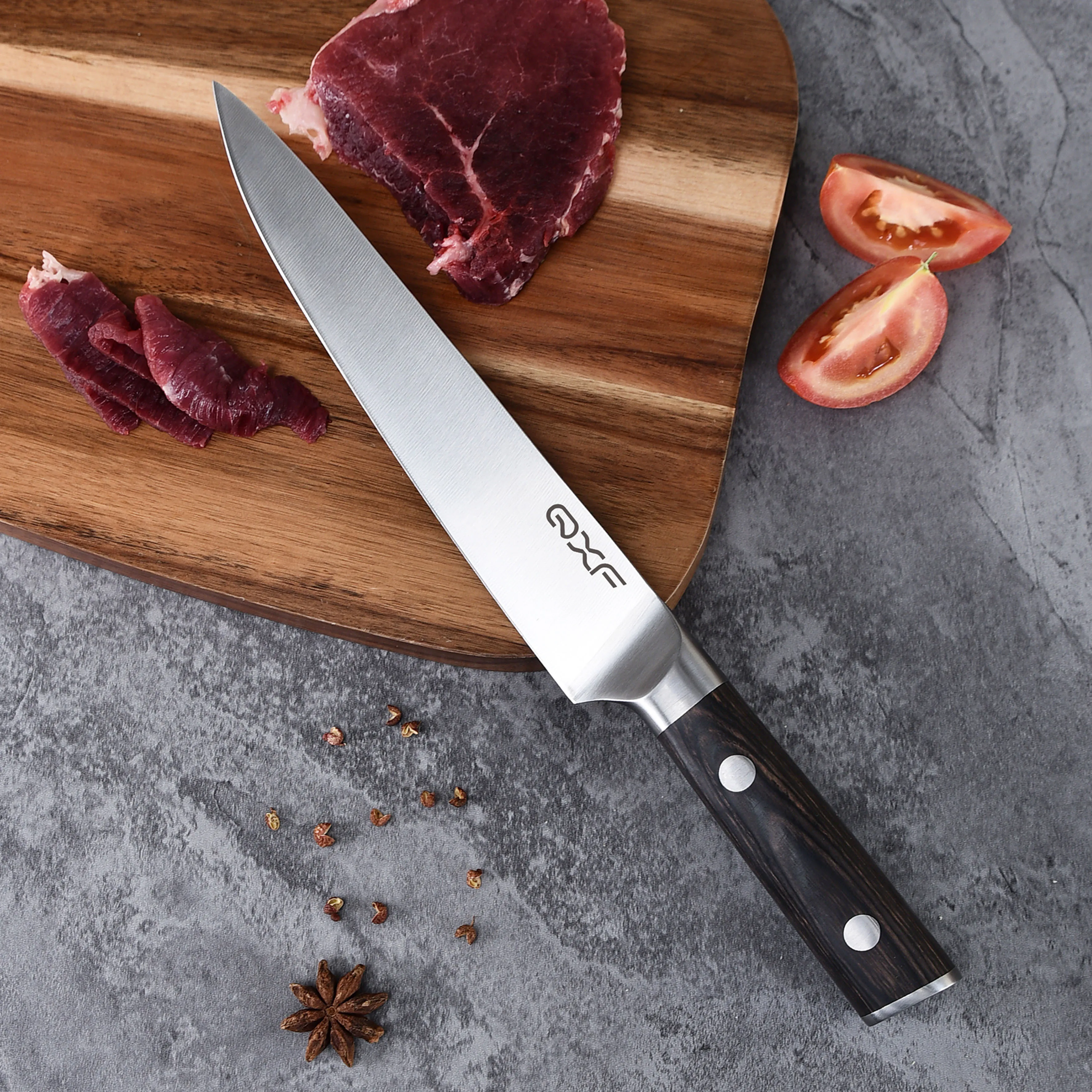 New Design 8 Inch Meat Carving Knife Stainless Steel Slicing Knife Carving Knife with Pakkawood Handle