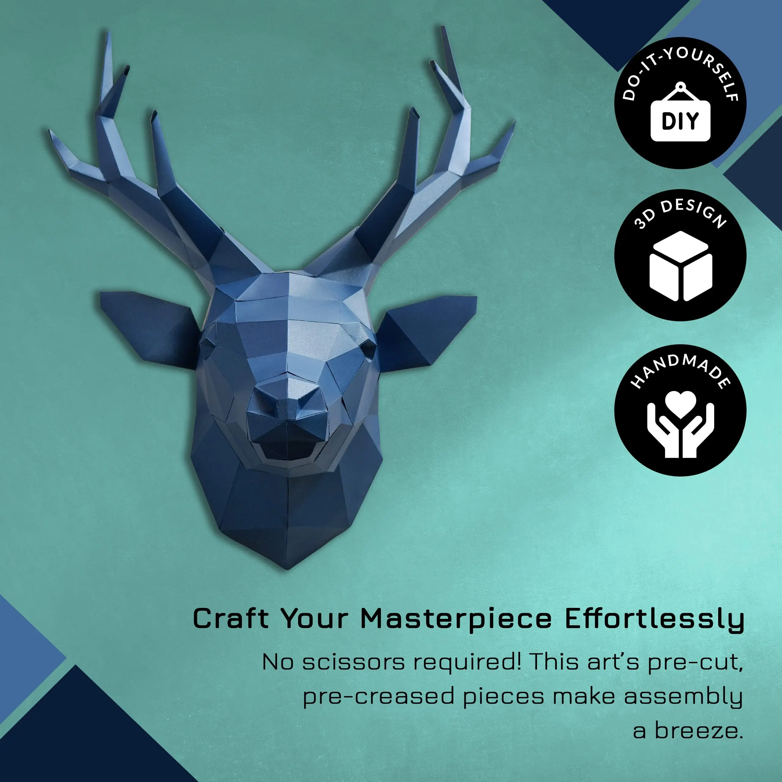 3D Paper Animal Wall & Art Decor - Pre-fold & Pre-Cut Papercraft 3D Animal Model Kits - 250g pearl paper Educational Toys