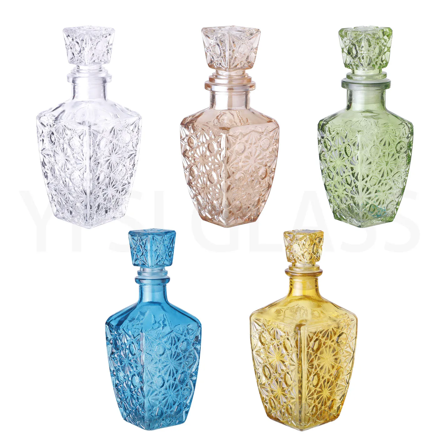 Customized Color Square Whiskey Wine Drink Glass Decanter Bottle