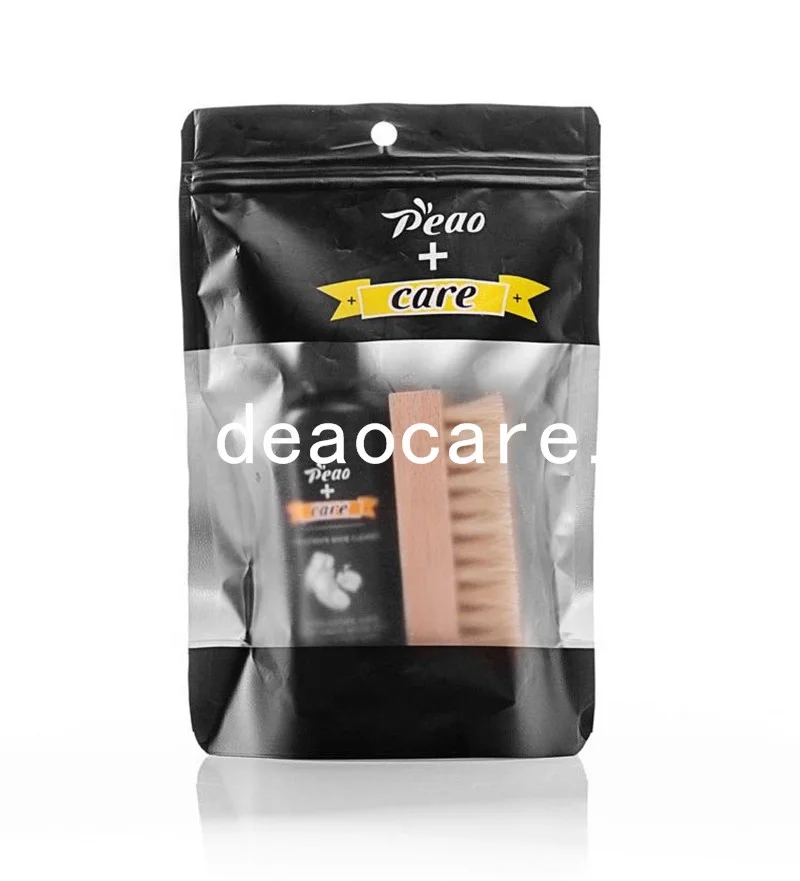 Deao Care Yeezy Sneaker Cleaner Kit Sport Shoe Cleaning Liquid Pig Bristle Brush Plastic Ziplock Pouch Stand Bag