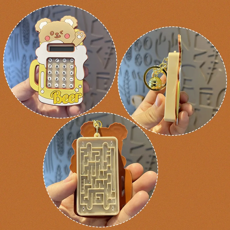 Fashion small gifts cartoon cute bear shape wholesale mini calculator keychain