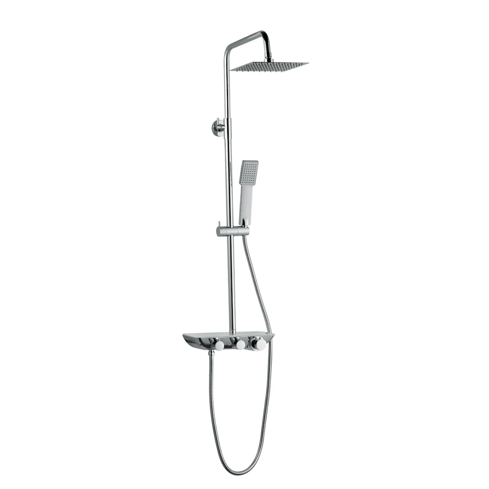 Vaguel New Design Shower Thermostat Matt Black Bathroom and Shower Faucets Copper Piano Shower