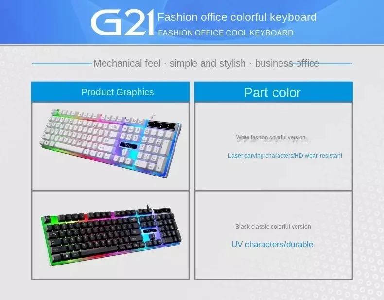 Горячая Распродажа, механическая Проводная клавиатура G21 с подсветкой, игровая клавиатура с 104 клавишами