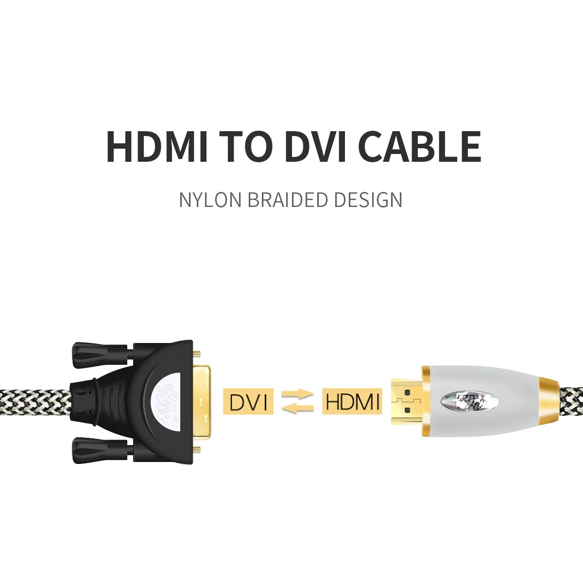 Wholesale HDMI DVI Cable 1080P 3D Factory HDMI TO DVI 24+1 Audio Video Cable for HDTV Computer