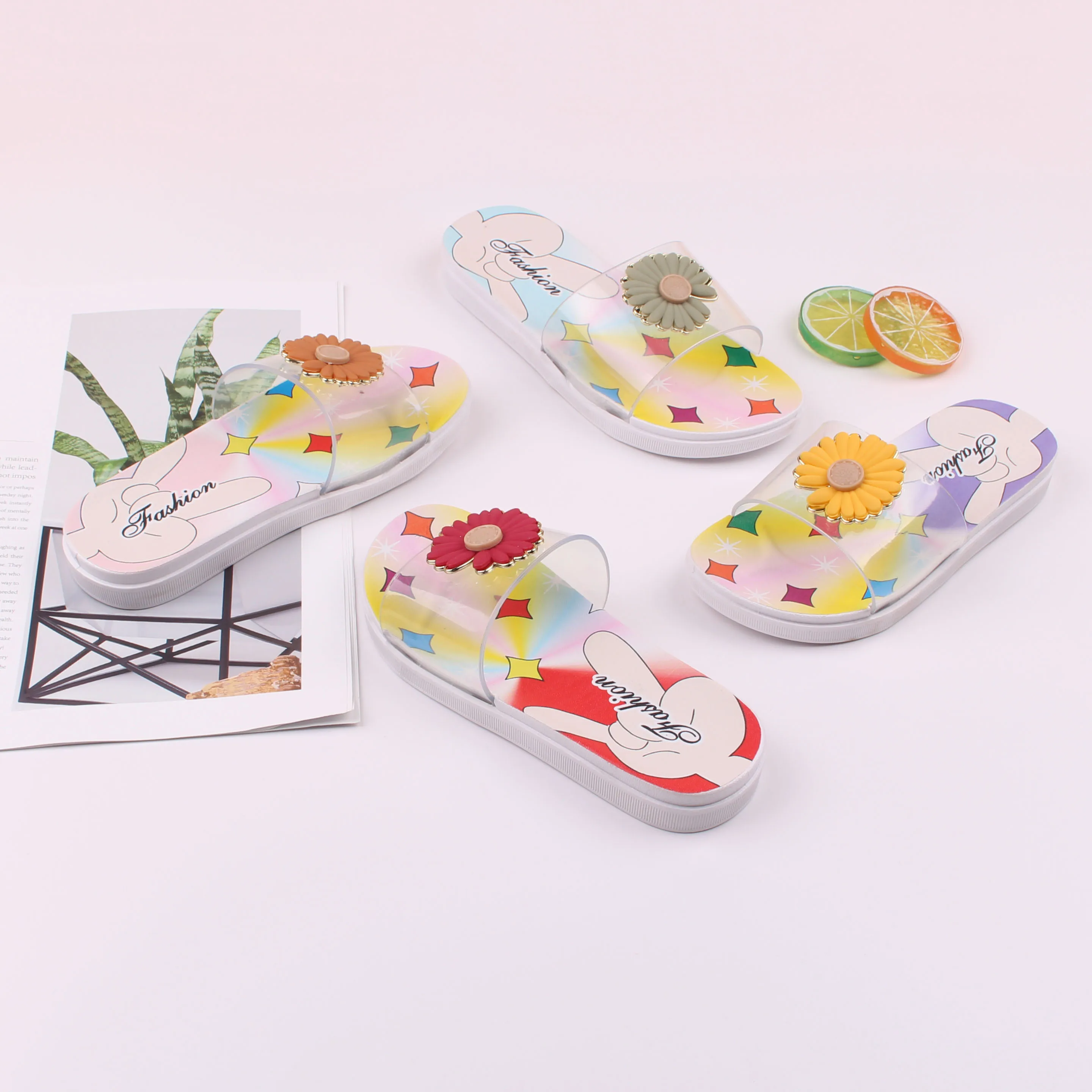 Симпатичные хризантемы, Лидер продаж, пляжные летние детские тапочки для девочек для дома и улицы