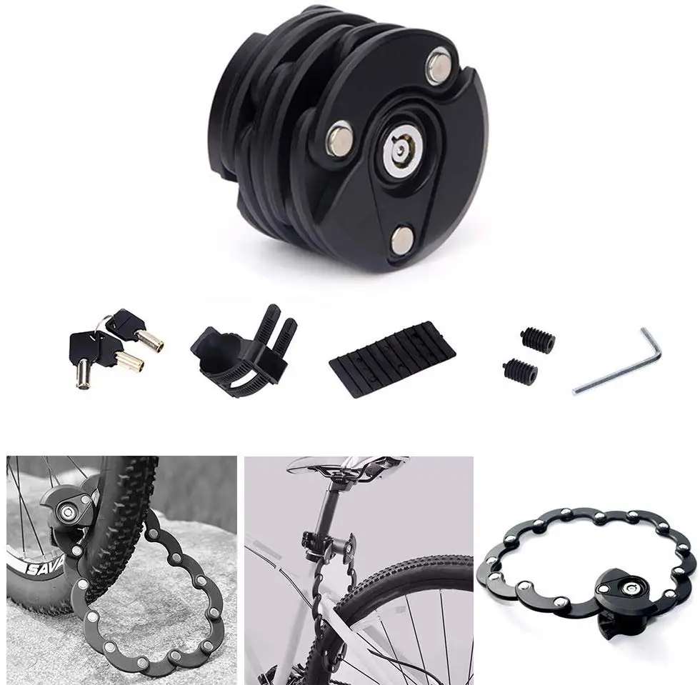 zhenzhi Safety anti-theft bike folding lock, hamburger-shaped steel lock padlock suitable for electric motorcycle mountain bike