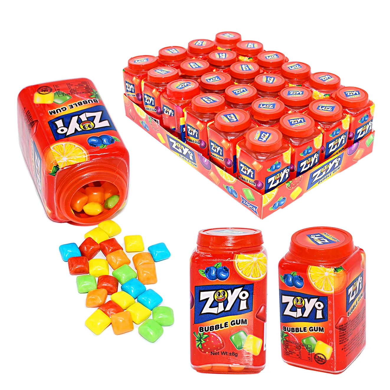 Red Square Bottle Fruit Flavor Rainbow Bubble Gum Mini Gum Wholesale