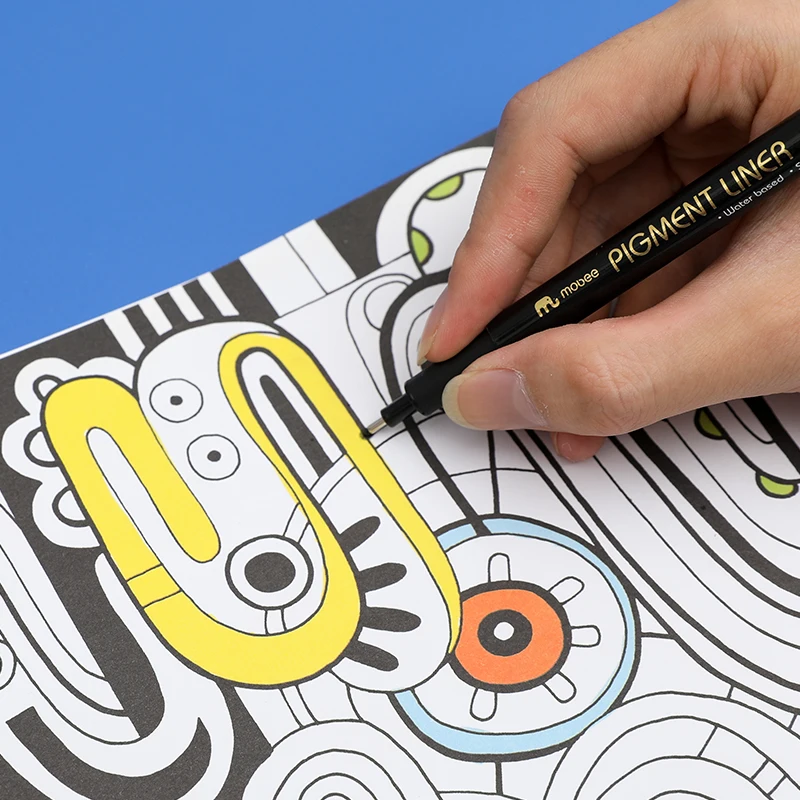 MOBEE P-621A12  fineliner marker with clip art supplies writing smoothly different size factory price fine liner pen set