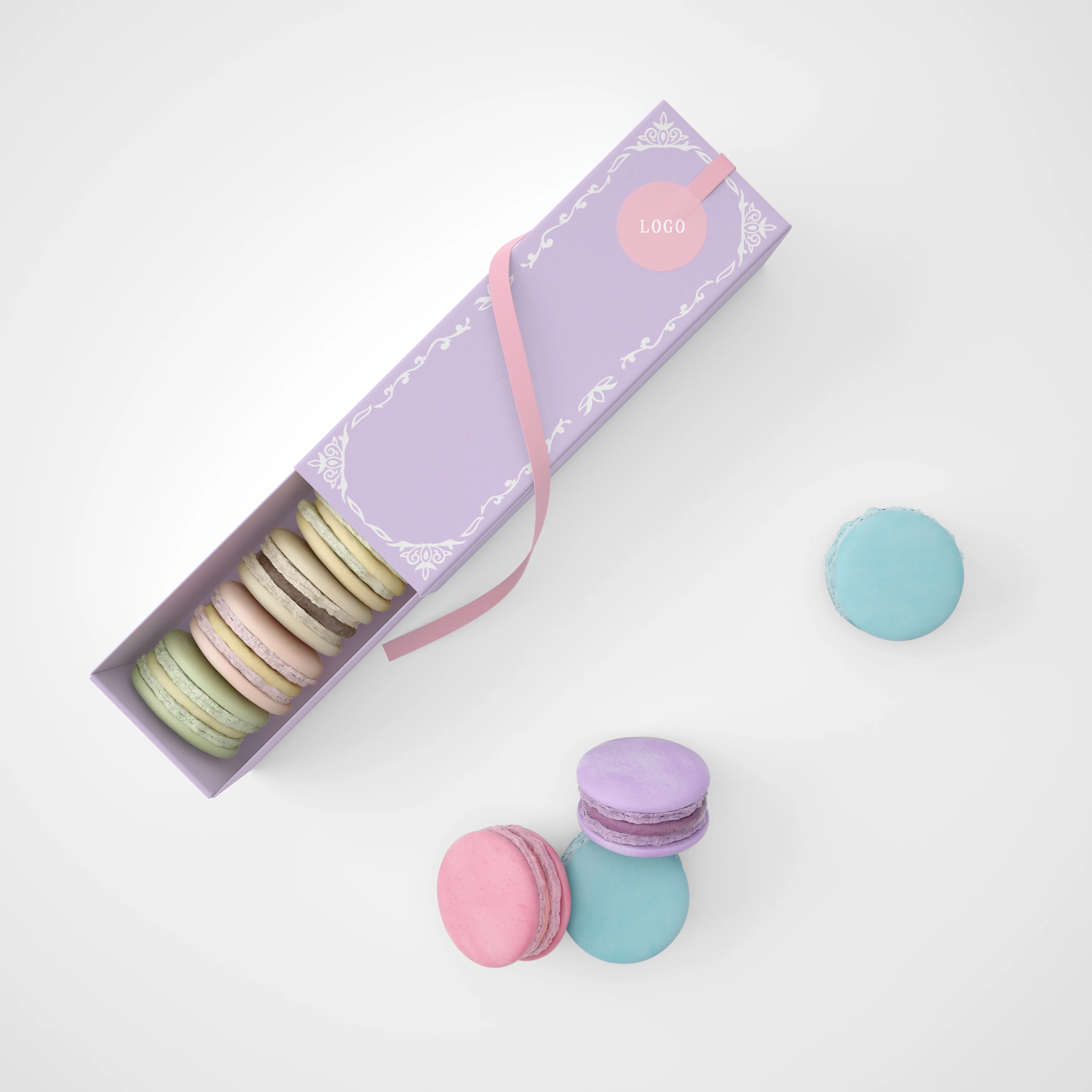 Custom Design Logo Eco Friendly Food Grade Macaron Box Food Cake Cookie Bread Pastry Donut Paper Packaging Boxes Recyclable