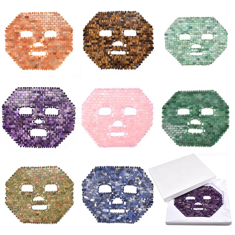 Anti-Aging Xiuyan Jade Eye Mask Jade Stone 100% Natural Rose Quartz Face Sleeping Mask Jade Roller Face Eye Mask