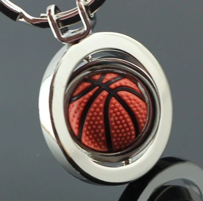 3D Sports Keychain Rotating Basketball Soccer Golf Tennis Ball Keyring Key Chain Ring Keyfob Key Holder