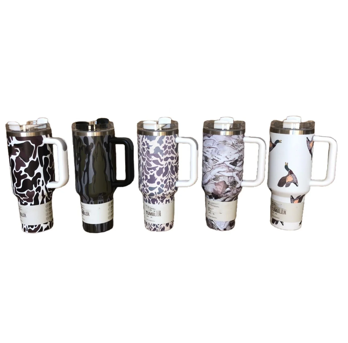 Leopard camouflage print delicate 30oz 40oz  water mug cups with straw designer camo straw cup tumbler