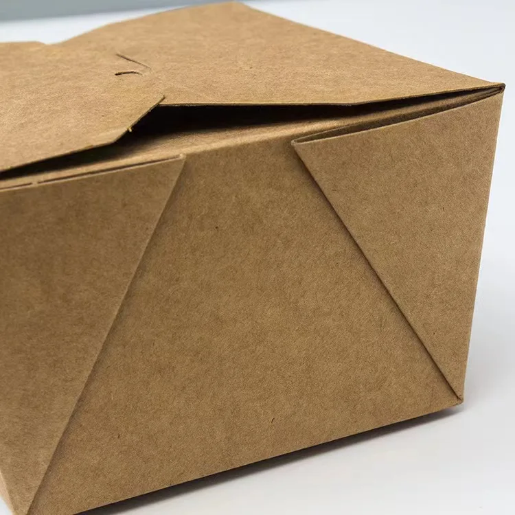 Wholesale Eco-Friendly Craft Paper Take-Away Lunch Box Kraft Meal Packaging with Embossing and Matt Lamination Folder Type
