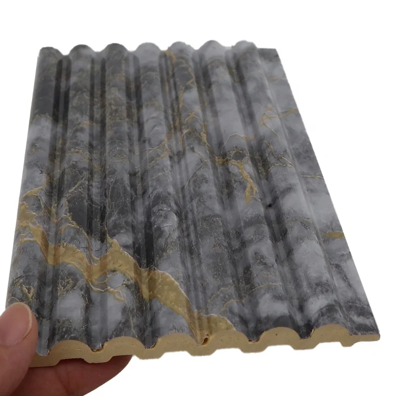 3D PVC Marble Sheet Wood Panels WPC Waterproof Wood Plastic Composite Wall Cladding Wave Wall Panel For Indoor