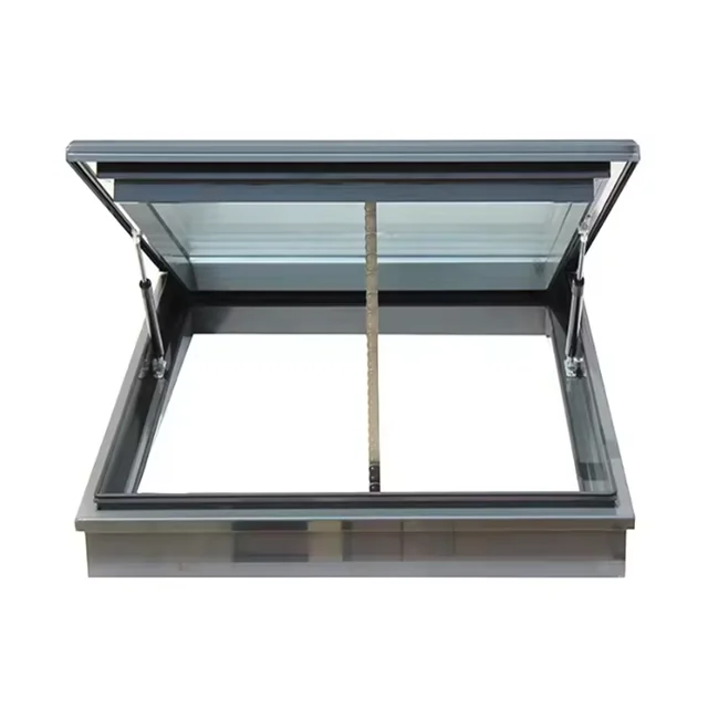 Steel frame vertical swing awning ceiling window electric aluminum alloy tempered glass skylight roof window skylight