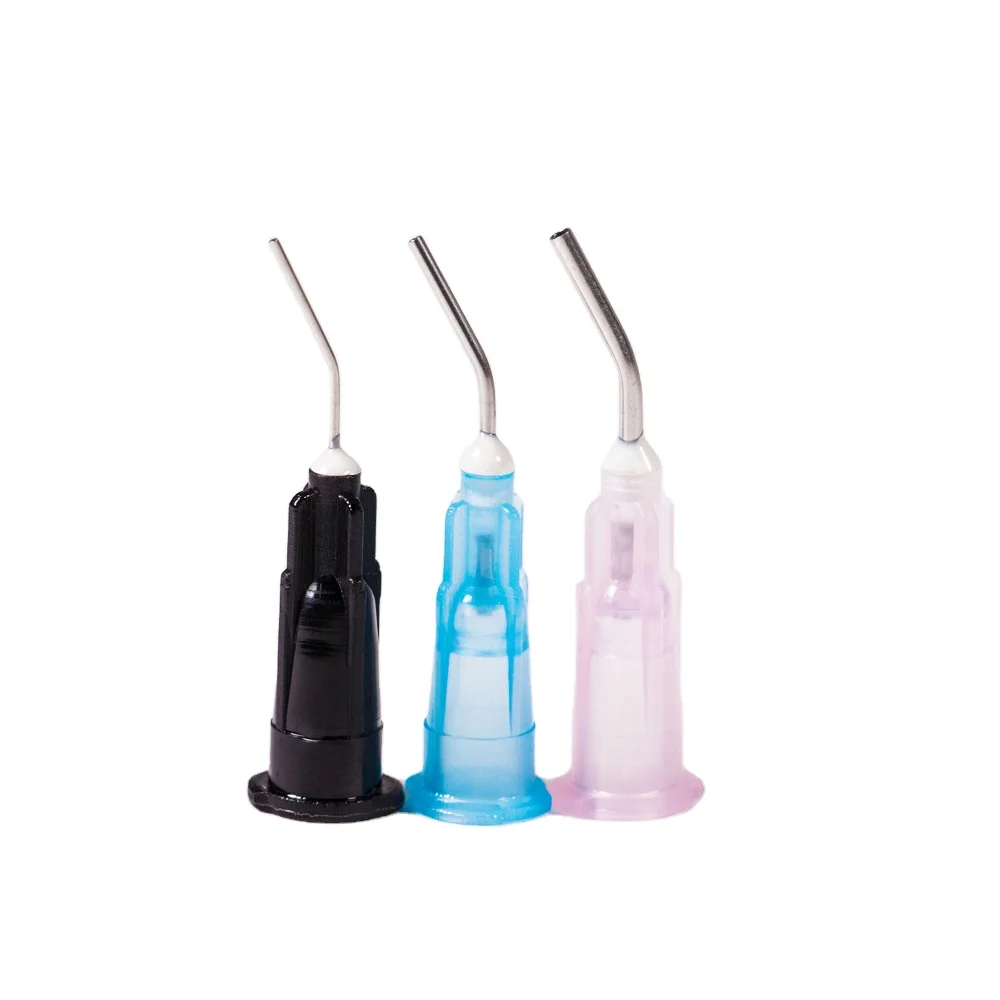 Disposable Dental Irrigation Flow Needle Tips Pre-Bent Applicator Plastic and Metal Prebent Needle