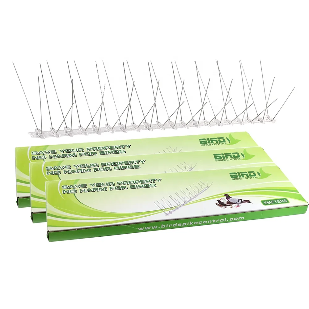 High quality Cheap Garden bird prevention 50cm 4 rows s201/304/316 stainless steel anti bird pigeon spike plastics