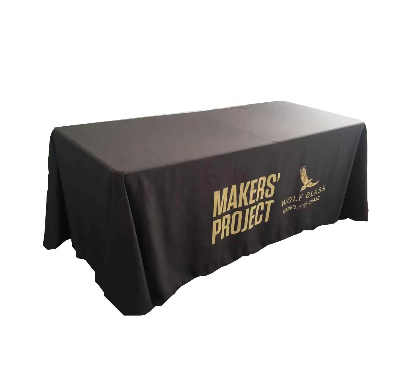 China Supplier Wholesale Advertising Table Cover Fabric Custom Logo Fitted Table Cloth