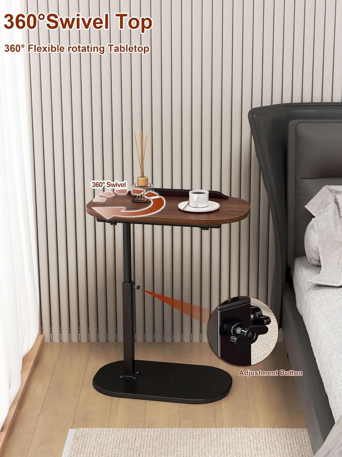 Combohome Adjustable Laptop Desk Wood Sofa Side Table Rolling Mobile Computer Desk