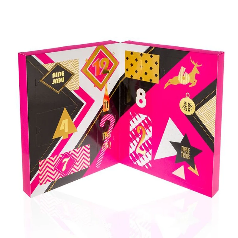 Christmas Cookie Advent Calendar Packaging Grey board white card Box Advent Calendar Box 12 Days