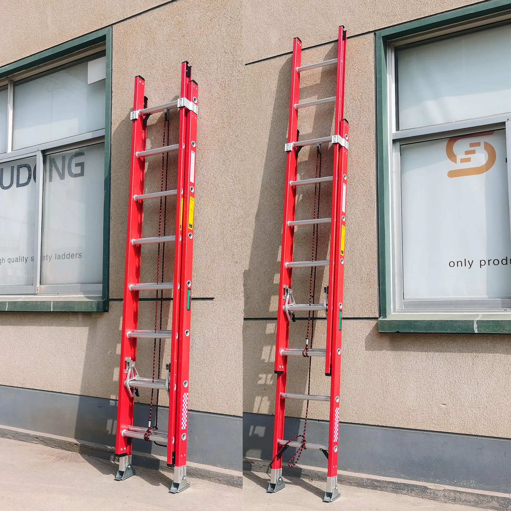 Telescopic Fire Escape FRP Cable Ladder  Electrical Insulation Extension Fiberglass Ladder