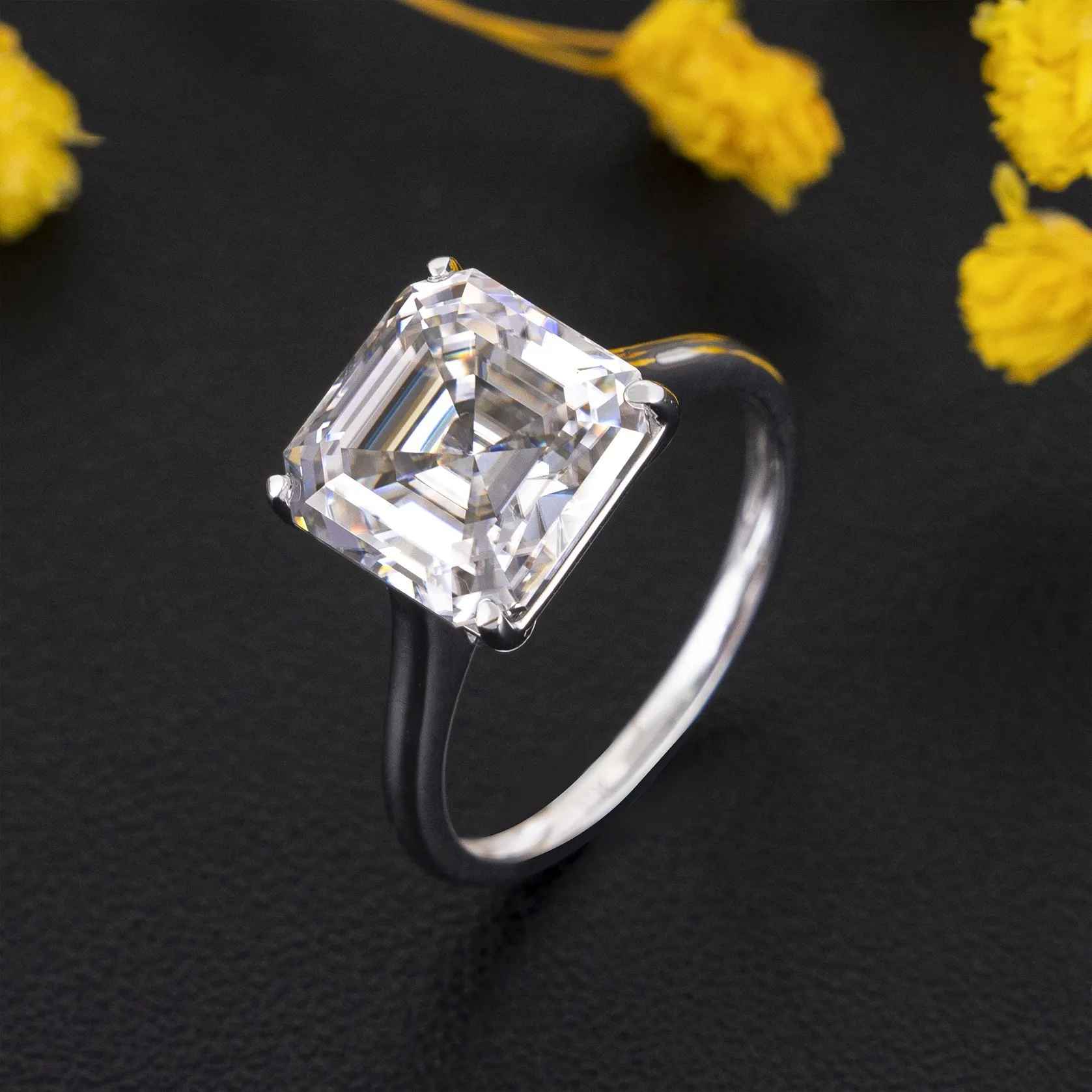 Fashion wedding diamond jewelry 925 sterling silver ring emerald lab grown diamond custom cheap good price diamond ring