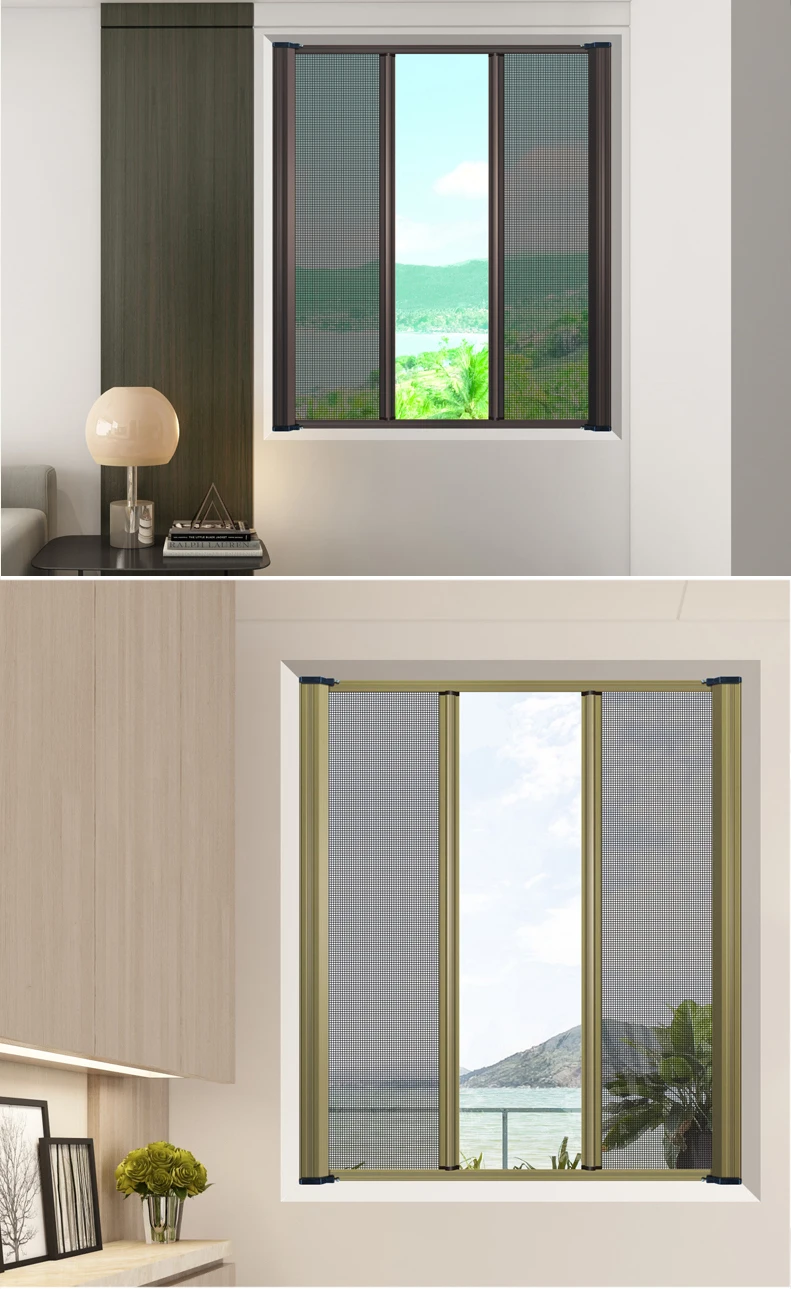 Aluminium Stainless Steel Fiberglass Door Screen Sliding Folding  Aluminum Window Frame Mosquito Net