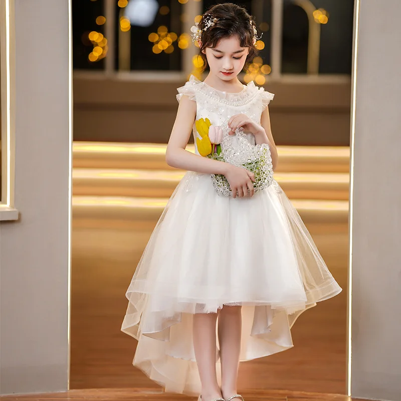 Formal dress Pompous gauze host model catwalk show performance dress trailing female baby princess skirt summer