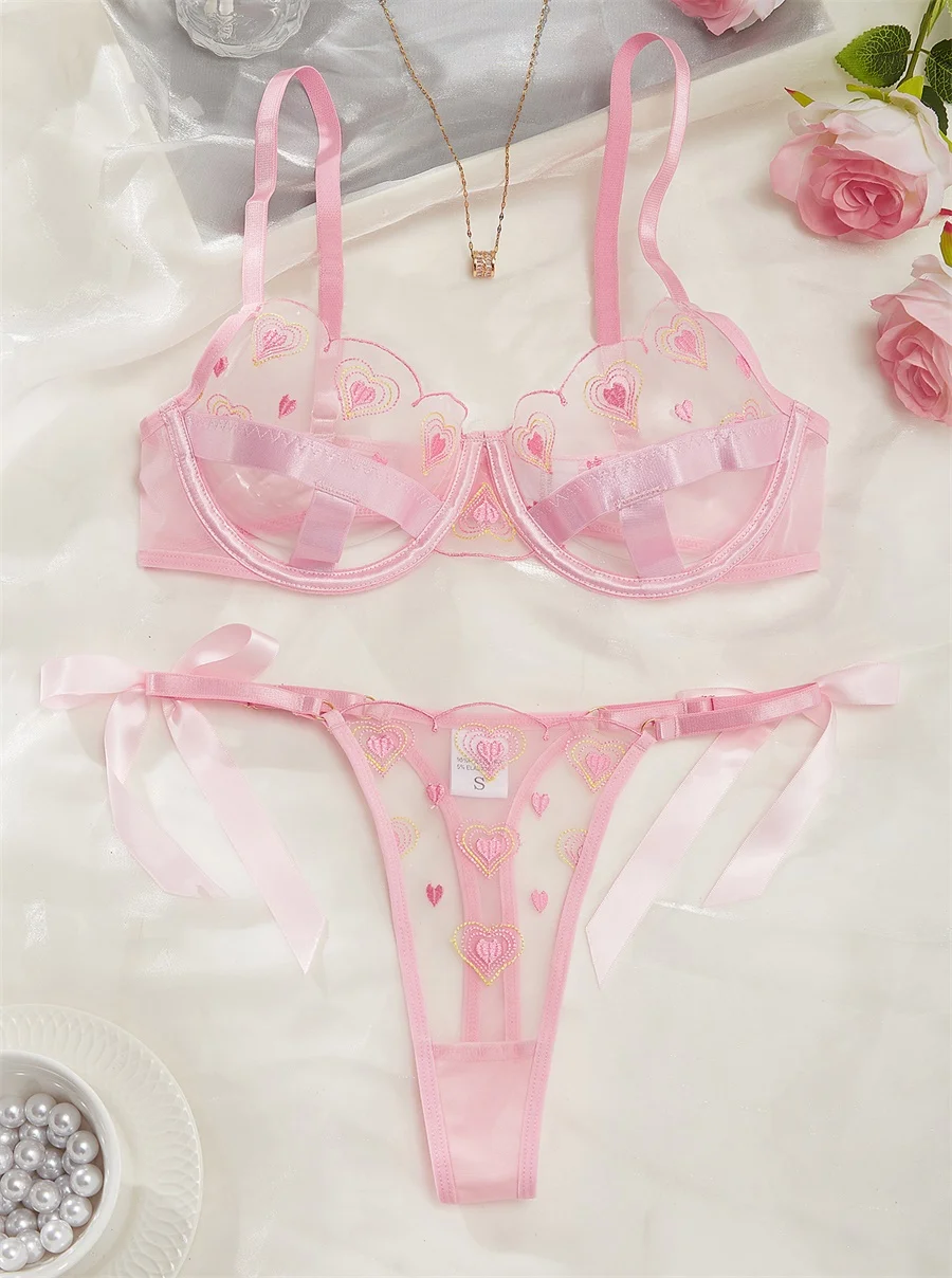 Комплект из 2 предметов розовые трусики Ropa женское нижнее белье открытый бюстгальтер экзотическое сексуальное прозрачное