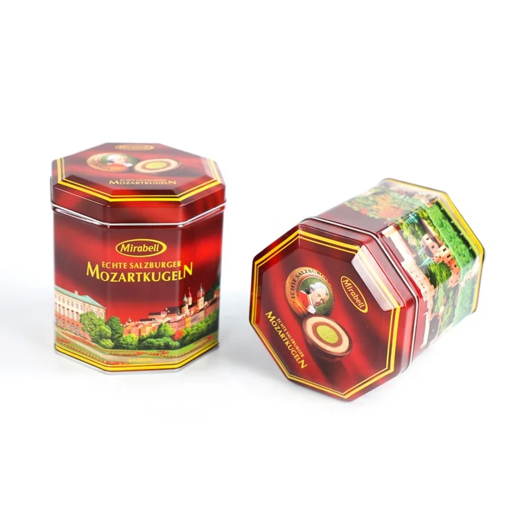 Custom Eco-Friendly Offset Printing Glossy Varnish Metal Coffee Candy Chocolate Tin Can With Lid