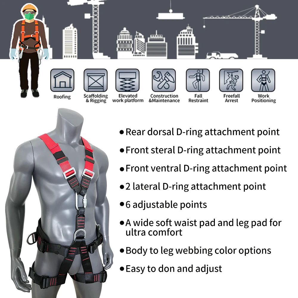 Harness Safety Climbing Five Point Safety Harness Polyester Safety Harness