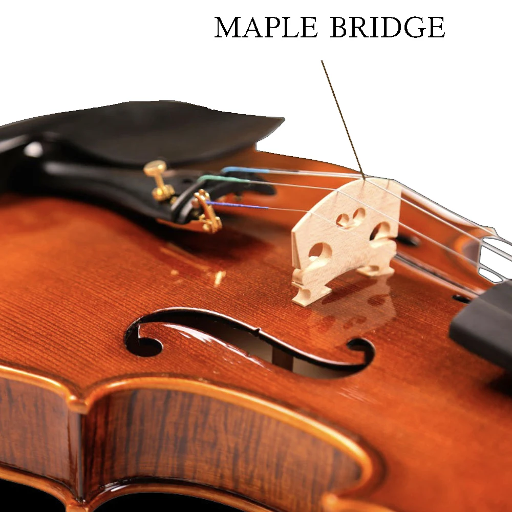 High quality 4/4-1/4 size solid spruce top violin with quality ebony parts