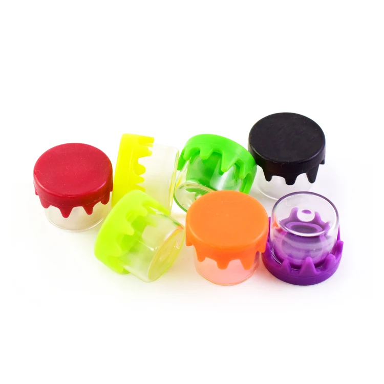 6ml Round No-neck Storage Jar Glass Concentrate Container with Silicone Lids