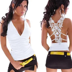 Летние женские блузки и топы, сексуальные кружевные топы с v-образным вырезом