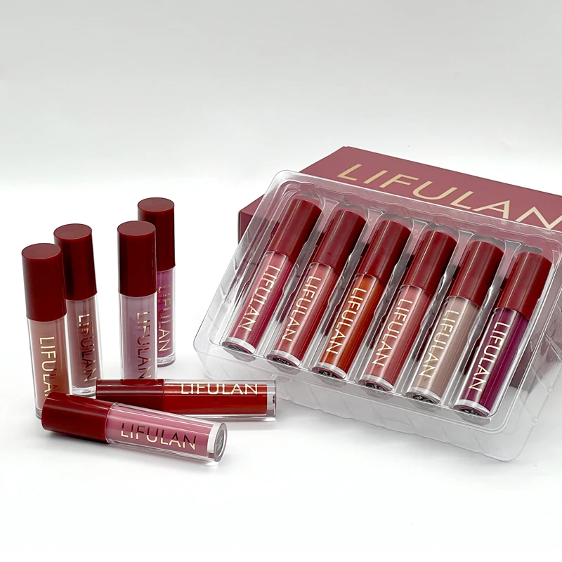 2024 New Model 6-Piece Matte Liquid Lipstick Makeup Set Long-Lasting Mineral-Based Waterproof Lipstick with Non-Stick Cup