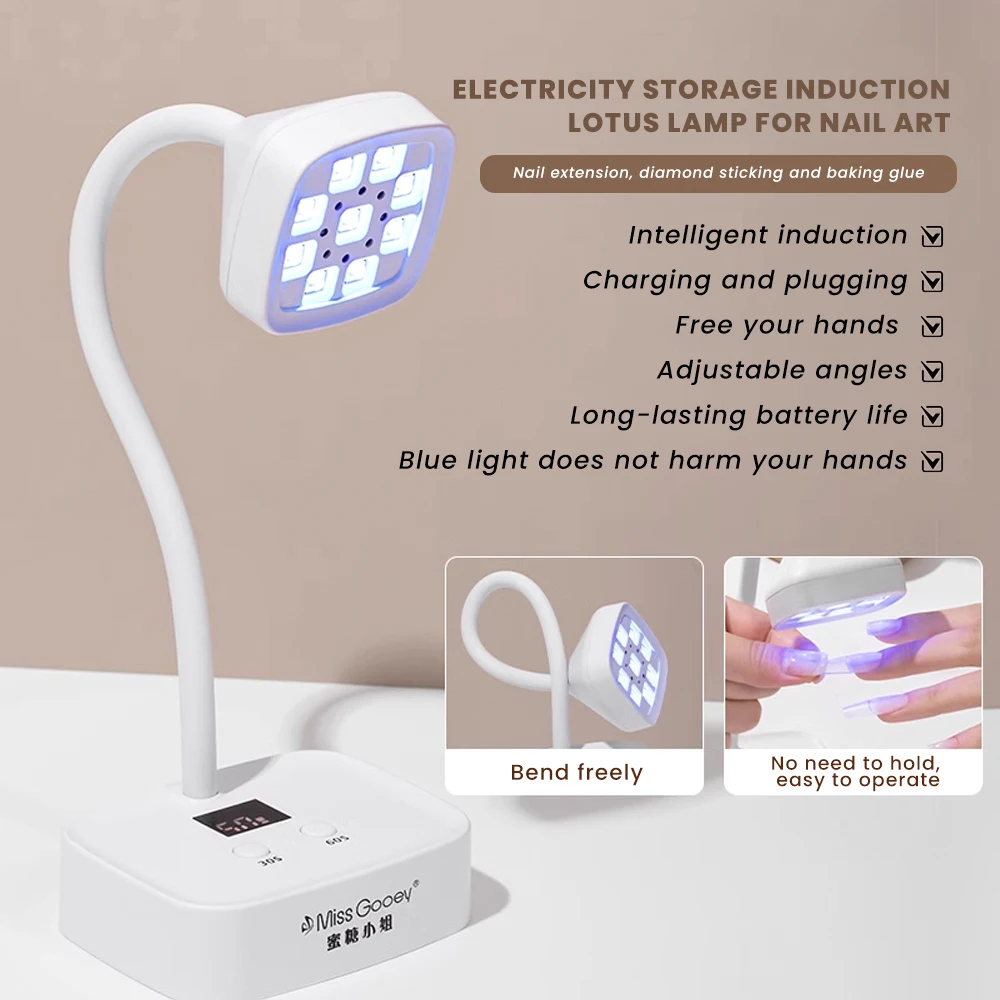 Intelligent Sensing Dual light Source rechargeable Mini Nail lamp Desktop 27W nail art lamps 360 adjustment Manicure lights