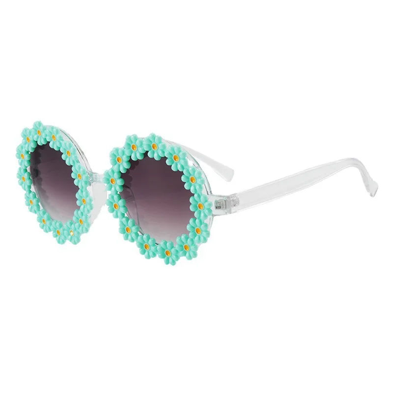 2024 Summer PC Material Adult Boys And Girls Unisex Sunshade Cute Flower Rimless Beach Sunglasses With Personalized Styling