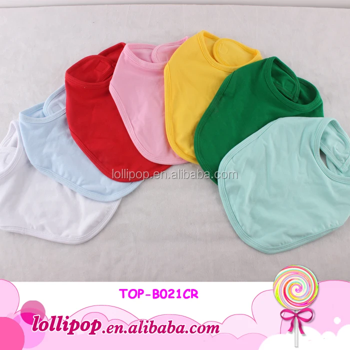 Custom Personalised Sublimation Blanks Baby Drool Bib Solid White Plain Blank Cotton Baby Bandana Bib For Teething Drooling
