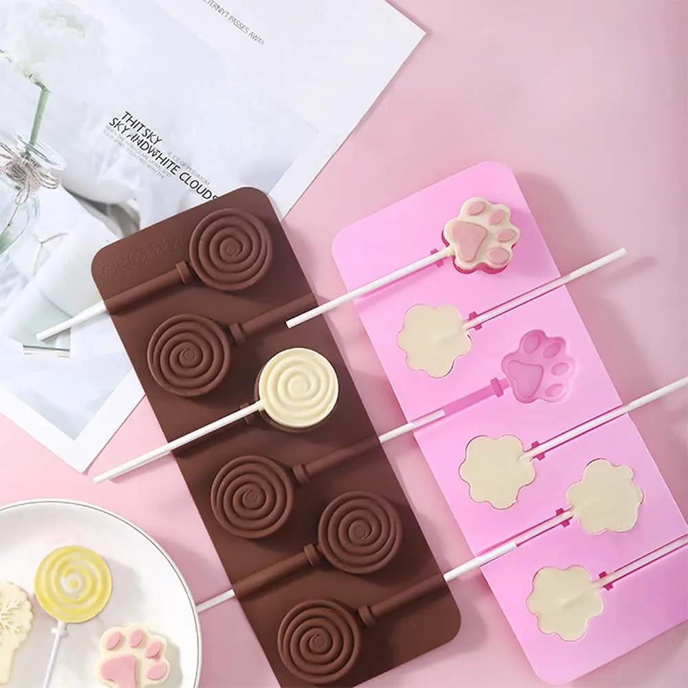 6 cavity spiral silicone hard candy molds round lollipop mold silicone