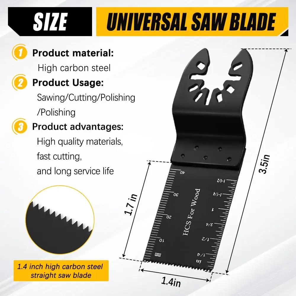 PEXMIENTAS 34mm HCS Universal Quick Release Wood Plastic Oscillating Multitool Saw Blades