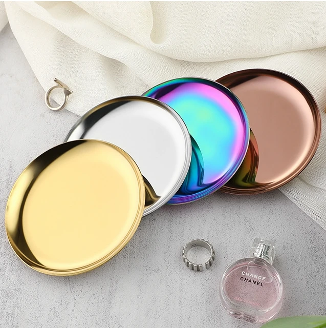 Luxury Metal Jewelry Box Serving Jewelry Accessories Display Stand Gold Plate Necklace Tray