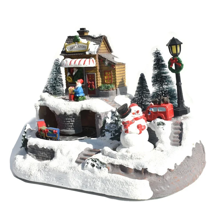 Hot Sale Christmas Village,Christmas Decoration resin craft gifts Christmas LED House Home decor