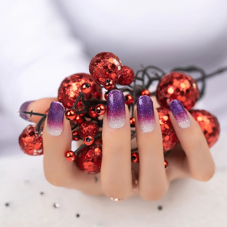 Full Glitter Ombre Christmas Green Color 16strips 100% Nail Polish Art Stickers