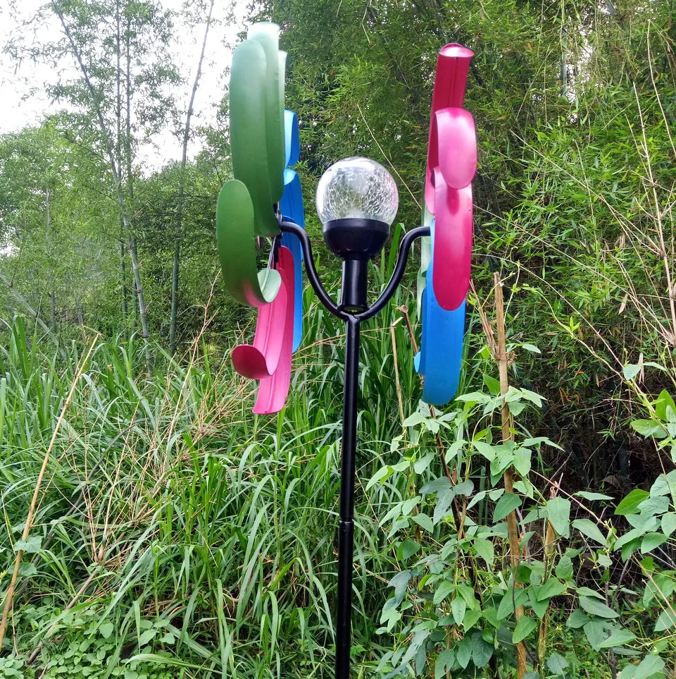 
metal solar home decorations led lights garden Windmill 